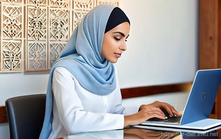 다이어트 지도사의 업무환경과 장단점 - **Prompt 1: Morning Planning and Focused Preparation**
"A dedicated Arab female dietitian in her...